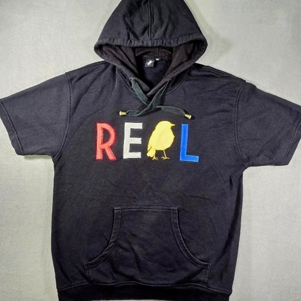 Dareales Size M Designer Womens Short Sleeve Black‎ Hoodie - Stay Real